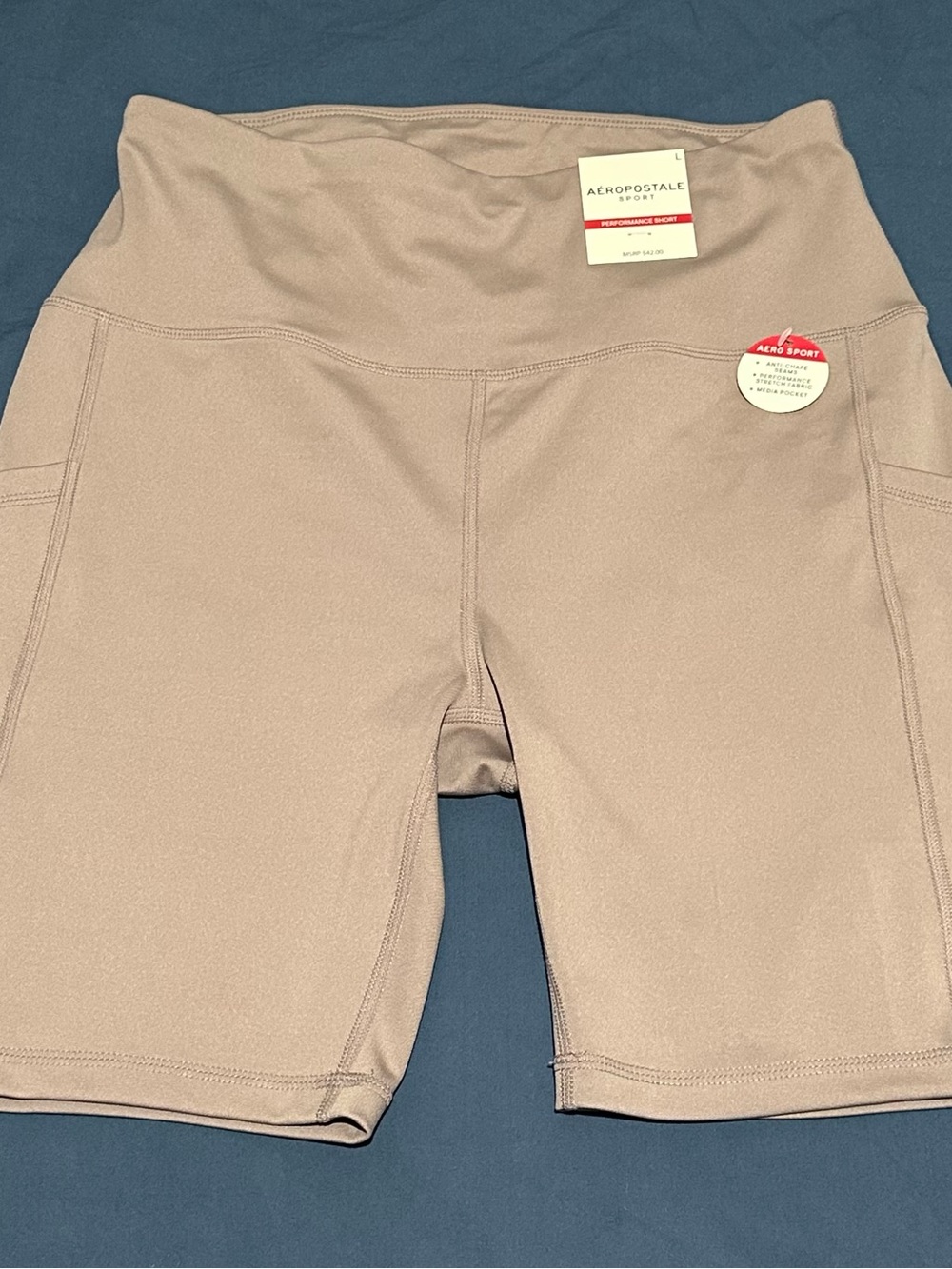 Aeropostale Women's Taupe High-Rise Bike Shorts